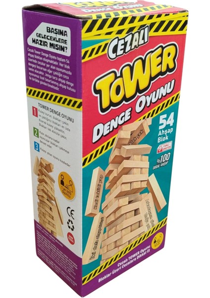 Denge Oyunu Cezalı Jenga -Cezalı Tower - Ahşap Büyük Boy 54 Parça