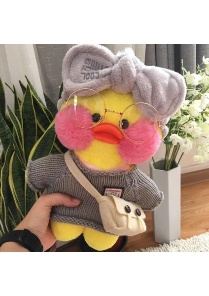 Hediyelik Lalafanfan Duck Gözlüklü Çantalı Sevimli Ördek Oyuncak Peluş Doğum Günü Hediyelik