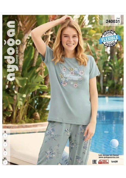 Kadın Yeşil Viskon Kısa Kollu Pijama Takımı 240031 fiyatları