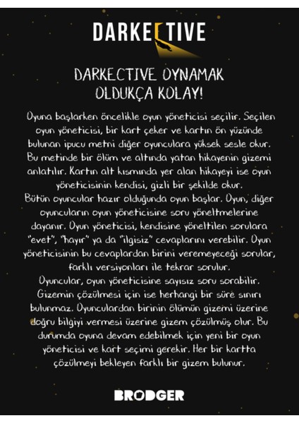 Darkective Dedektiflik Oyunu-Evet Hayır Oyunu-Dedektif Oyunu-Zeka Oyunu-Kutu Oyunu-Kart Oyunu