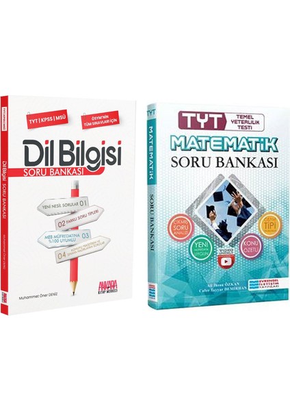 TYT Matematik ve Ankara Kitap Merkezi Yayınları Dil Bilgisi Soru Bankası Seti 2 Kitap