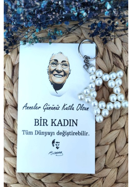 15 Adet Zübeyde Hanım Kartlı Inci Yıldız Anahtarlık