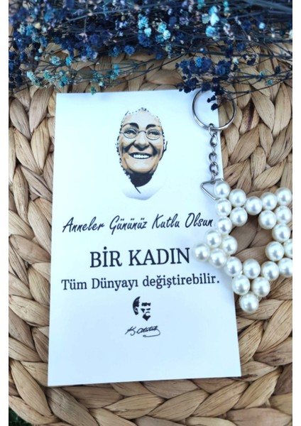 15 Adet Zübeyde Hanım Kartlı Inci Yıldız Anahtarlık