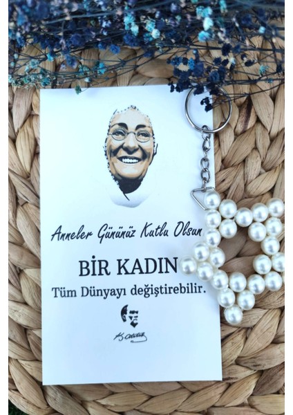 15 Adet Zübeyde Hanım Kartlı Inci Yıldız Anahtarlık