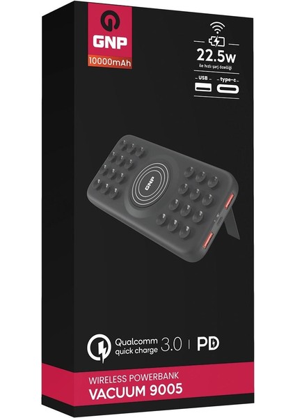 Gnp Vacuum 9005 Qualcom 3.0 Hızlı Şarjlı Wifi Vakumlu 10.000MAH Powerbank Siyah modelleri