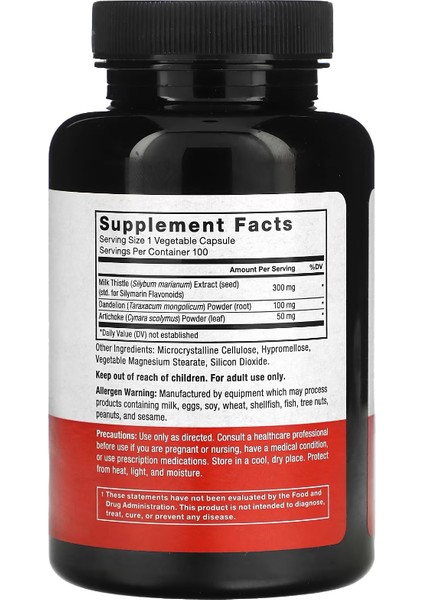 Milk Thistle, 300 mg 100 Vegetable Capsules fiyatları