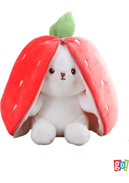 Çilek Kulaklı Tavşan Süpriz Peluş Fermuarlı -Kapalı 35CM-AÇIK 50CM- Kulaklı Tavşan Hediyelik modelleri