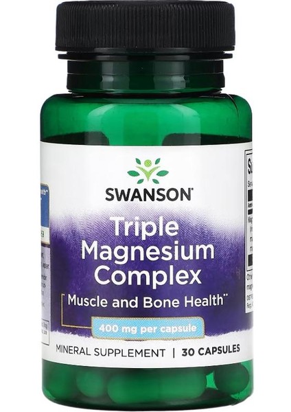 Swanson, Triple Magnesium Complex, 400 Mg, 30 Capsules