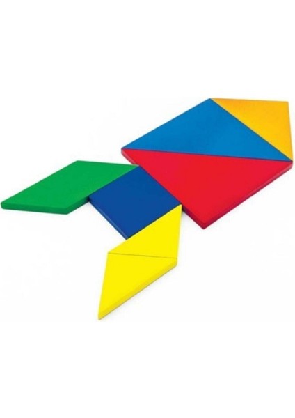 7 Parça Eğitici Renkli Ahşap Orta Boy Tangram Akıl Zeka Mantık ve Strateji Oyunu