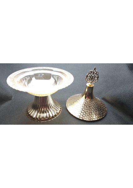 Şeffaf Gold Renk Kapaklı Ve Ayaklı Cam Lokumluk fiyatları