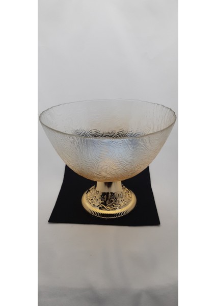 Şeffaf Gold Renk Ayaklı Cam Yuvarlak Derin Kase Meyvelik fiyatları