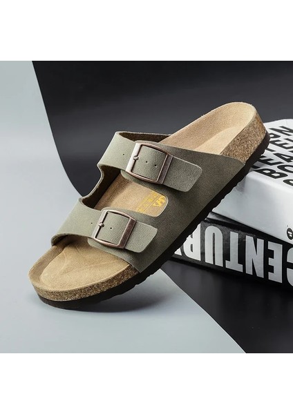Unisex Vizon Çift Tokalı Mantar Taban Terlik fırsatları