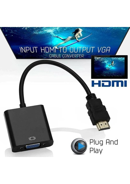 HDMI To VGA Dişi Çevirici Adaptör Görüntü Aktarma Çevirici