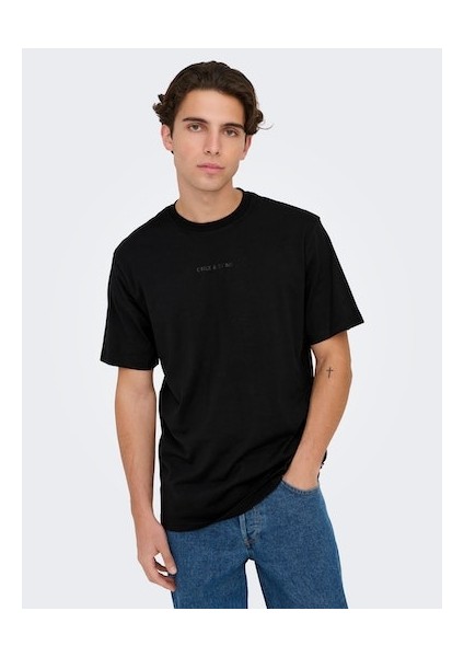 22028147 Only & Sons Onslevı Lıfe Reg Text Ss Tee Noos Erkek T-Shirt Black fiyatları
