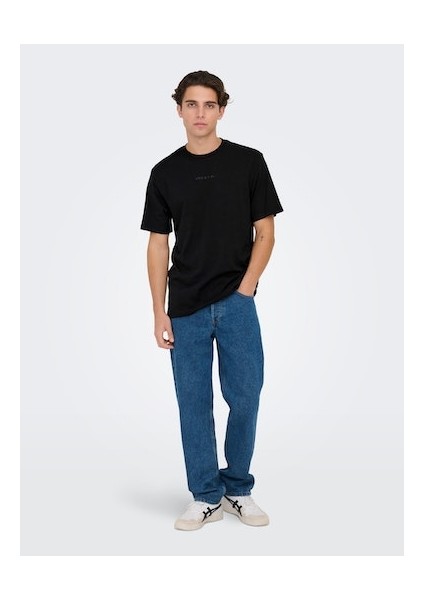 22028147 Only & Sons Onslevı Lıfe Reg Text Ss Tee Noos Erkek T-Shirt Black indirimleri