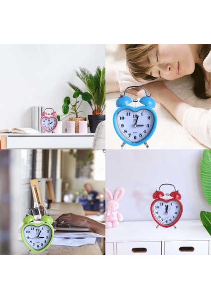 Dekoratif Kalp Tasarımlı Işıklı Alarmlı Çalar Saat-Kırmızı modelleri