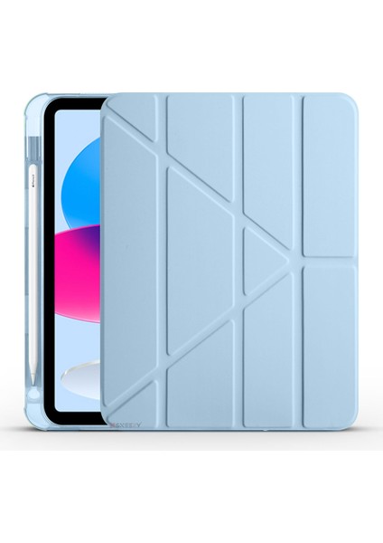 Ipad 10.nesil 10.9 Inç 2022 Uyumlu Üçgen Katlanabilir Kalemlikli Standlı Akıllı Kılıf