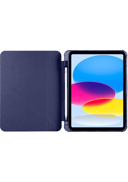 Ipad 10.nesil 10.9 Inç 2022 Uyumlu Üçgen Katlanabilir Kalemlikli Standlı Akıllı Kılıf