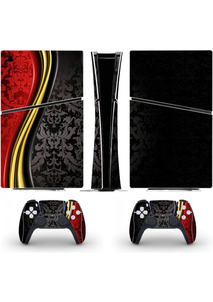 Kırmızı-Siyah Modern Playstation 5 Slim Disk Versiyon Sticker Kaplama Seti