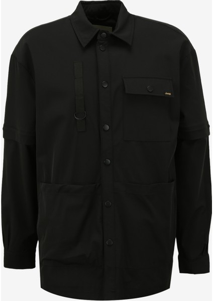 Siyah Erkek Relaxed Fit Rüzgarlık J4SM-TRC7215