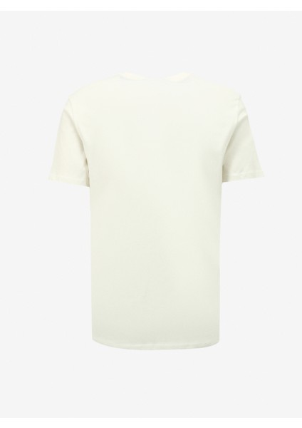 Bisiklet Yaka Baskılı Kırık Beyaz Erkek T-Shirt J4SM-TST7254