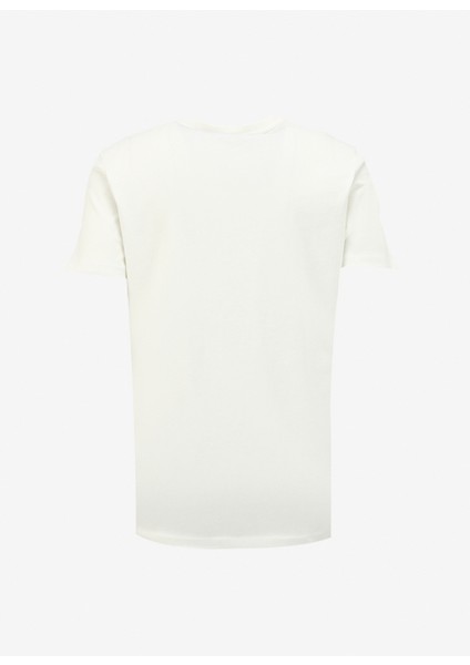 Bisiklet Yaka Baskılı Kırık Beyaz Erkek T-Shirt J4SM-TST7237