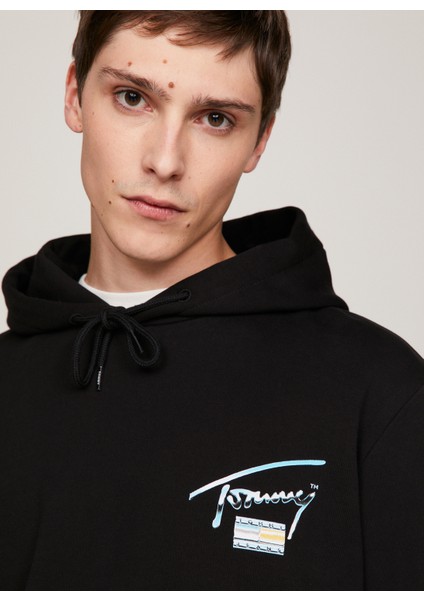 Kapüşon Yaka Siyah Erkek Sweatshırt DM0DM18457BDS