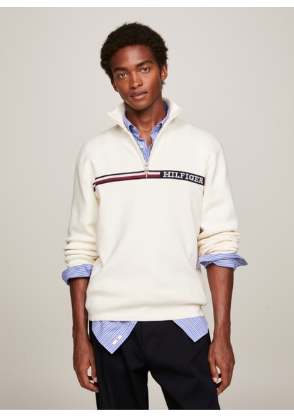 Tommy Hilfiger Balıkçı Yaka Slim Fit Bej Erkek Kazak MW0MW33508