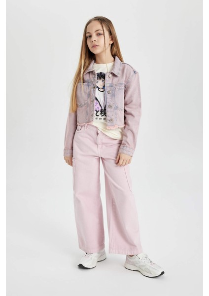 Kız Çocuk Wide Leg Kargo Geniş Paça Jean Pantolon C0451A824SP modelleri