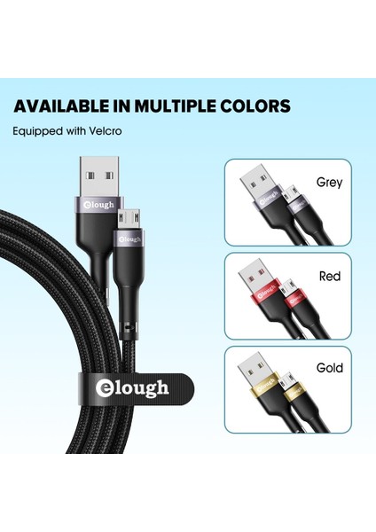 Elough Mikro USB Kablosu 3A Hızlı Şarj Telefon Şarj Cihazı Mikro Kablo Samsung S7 S6 Poco Xiaomi Redmi Android Mikro USB Kablosu (Yurt Dışından) fiyatları