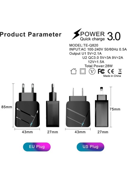 28W USB Şarj Aleti Hızlı Şarj 3.0 Cep Telefonu Şarj Cihazı iPhone 12 Pro Xiaomi Samsung Ab Abd Tak Adaptörü Hızlı Şarj Şarj Cihazı (Yurt Dışından) fiyatları