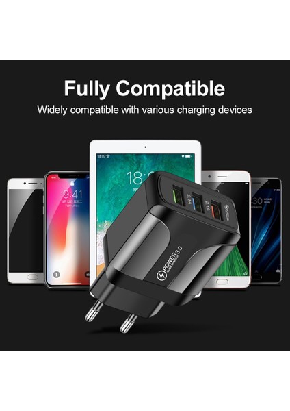 3 Port USB Şarj Cihazı Hızlı Şarj Qc3.0 Hızlı Şarj Şarj Cihazı Ab/abd/ingiltere Tak Samgsung Xiaomi Oneplus iPhone 11 Şarj Cihazı Cep Telefonu (Yurt Dışından) fiyatları
