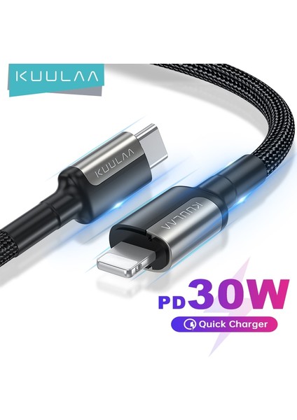 Kuulaa USB C Kablosu iPhone 13 12 11 Pro Max x Xs iPad Pd 30W Hızlı Şarj Kablosu USB Tip C Yıldırım Kablosu Tel Macbook Için (Yurt Dışından)