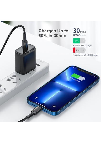 Kuulaa USB C Kablosu iPhone 13 12 11 Pro Max x Xs iPad Pd 30W Hızlı Şarj Kablosu USB Tip C Yıldırım Kablosu Tel Macbook Için (Yurt Dışından) modelleri