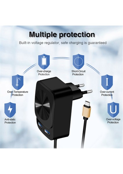 2.4A/1A Mikro Kablolu Çift USB LED Cep Telefonu Şarj Cihazı Şarj Kafası Android Kablolu Seyahat Şarj Cihazı (Yurt Dışından) modelleri