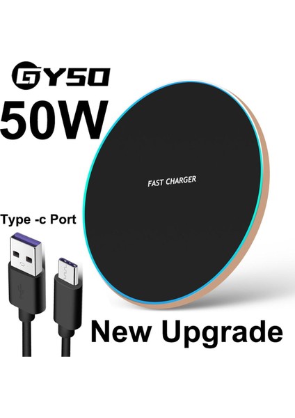 50W Hızlı Qi Kablosuz Şarj Aleti Pedi Samsung Galaxy S22 S21 S20 S10 S9 S8 iPhone 12 13 11 x Pro Max Xiaomi Mi Kablosuz Şarj (Yurt Dışından)