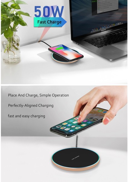 50W Hızlı Qi Kablosuz Şarj Aleti Pedi Samsung Galaxy S22 S21 S20 S10 S9 S8 iPhone 12 13 11 x Pro Max Xiaomi Mi Kablosuz Şarj (Yurt Dışından) modelleri