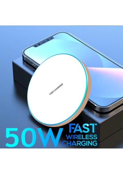 50W Hızlı Qi Kablosuz Şarj Aleti Pedi Samsung Galaxy S22 S21 S20 S10 S9 S8 iPhone 12 13 11 x Pro Max Xiaomi Mi Kablosuz Şarj (Yurt Dışından) indirimleri