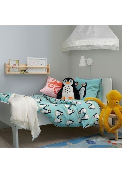 Çocuk Nevresim Takımı Açık Turkuaz Renk Penguen Temalı 150X200 cm fırsatları