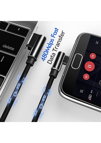 USB C Kablosu 90 Derece 3A Hızlı Şarj Cihazı USB C Tipi Kablo Samsung S21 S10 A51 Xiaomi Redmi Huawei 2 M 3 M Cep Telefonu USB C Kablosu (Yurt Dışından) fiyatları