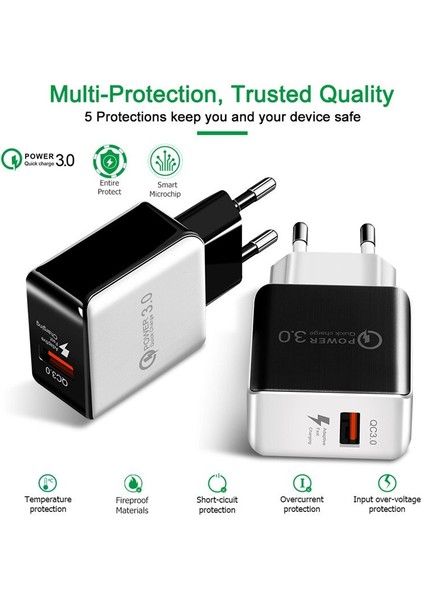 18 W Qc 3.0 Hızlı Şarj Uyarlanabilir Adaptör Sony Xperia 1 Ii 5 10 Iıı Xz3 Xa1 Samsung Lg Asus Telefon USB 3.0 Tip C Şarj Kablosu (Yurt Dışından) modelleri