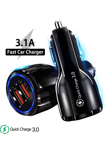Cep Telefonu Tablet Için USB Araç Şarj Cihazı Hızlı Şarj 4.0 3.0 3.1A Hızlı Şarj Cihazı Araç Şarj Cihazı Çift USB Telefon Şarj Adaptörü Arabada (Yurt Dışından)