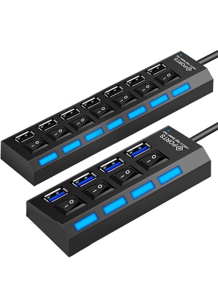 USB 2.0 Hub USB Hub 2.0 Çoklu USB Ayırıcı Hab Güç Adaptörü Kullanın 4/8 Bağlantı Noktası Çoklu Genişletici 2.0 Pc Için Anahtarlı Usb3 Hub (Yurt Dışından)