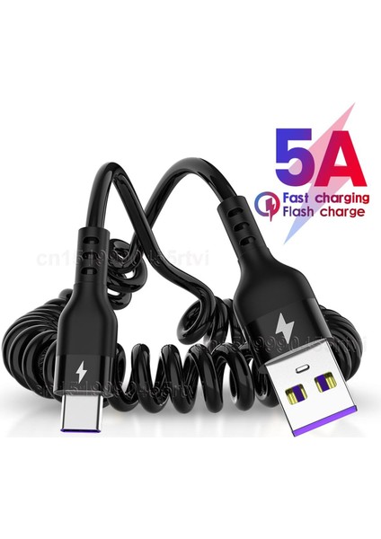 Bahar Tip-C Veri Kablosu USB A'dan USB C'ye Telefon Şarj Kablosu 5A Hızlı Şarj Kablosu Samsung Xiaomi Redmi Realme Için 1/1.5 M (Yurt Dışından)