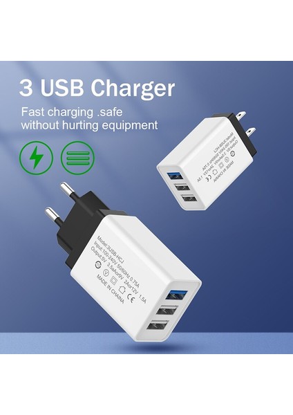 3 Port USB Şarj Aleti Evrensel Hızlı Şarj Şarj Cihazı iPhone 6 7 8 Artı x Xr Xs Max Hızlı Şarj Duvar Şarj Cihazı Xiaomi Için (Yurt Dışından) fiyatları