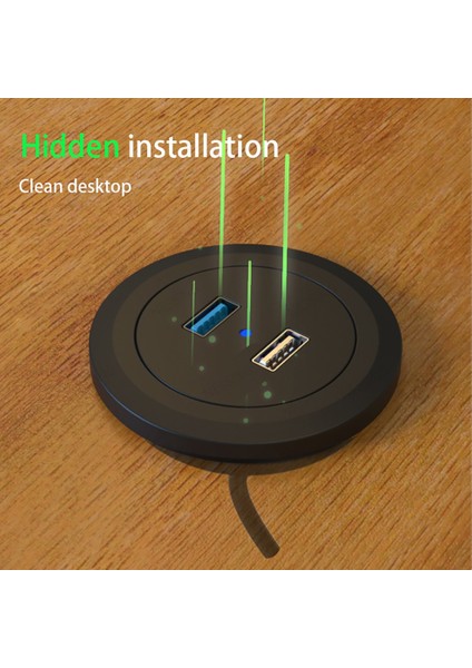 Masaüstü Delik Gömülü 18W Qc3.0 USB Çift Soket Hub Gizli Şarj Cihazı Masa Mobilya Ofis Görünmez Cep Telefonu Hızlı Şarj (Yurt Dışından) modelleri
