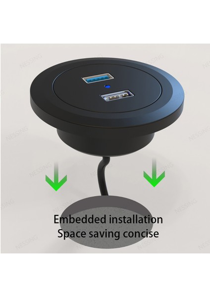 Masaüstü Delik Gömülü 18W Qc3.0 USB Çift Soket Hub Gizli Şarj Cihazı Masa Mobilya Ofis Görünmez Cep Telefonu Hızlı Şarj (Yurt Dışından) indirimleri