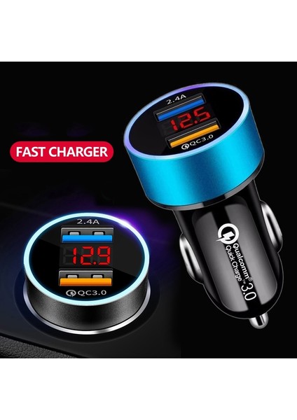 18W Çift USB Araba Şarjı LED Hızlı Şarj Cep Telefonu Şarjı iPhone 12 11 Mini Pro x Xr Max 7 8 Artı Xiaomi Huawei Samsung (Yurt Dışından)