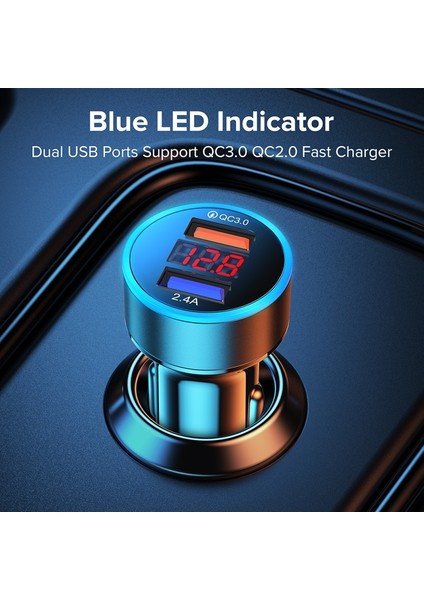 18W Çift USB Araba Şarjı LED Hızlı Şarj Cep Telefonu Şarjı iPhone 12 11 Mini Pro x Xr Max 7 8 Artı Xiaomi Huawei Samsung (Yurt Dışından) modelleri