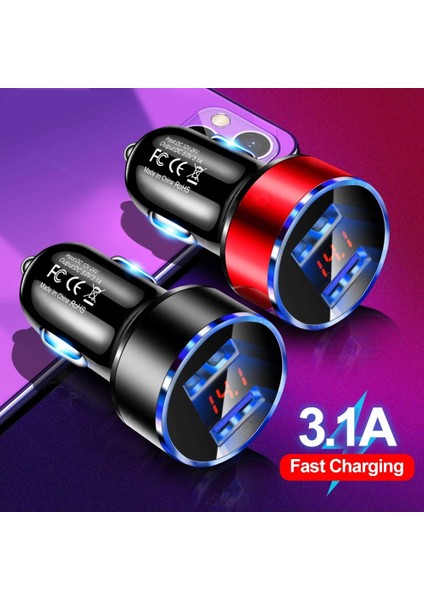 18W Çift USB Araba Şarjı LED Hızlı Şarj Cep Telefonu Şarjı iPhone 12 11 Mini Pro x Xr Max 7 8 Artı Xiaomi Huawei Samsung (Yurt Dışından) fırsatları